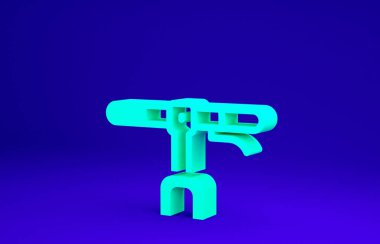 Mavi arkaplanda yeşil bisiklet gidon simgesi izole edildi. Minimalizm kavramı. 3d illüstrasyon 3B canlandırma