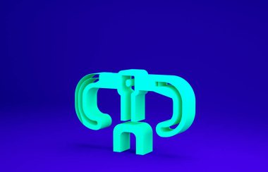 Mavi arkaplanda yeşil bisiklet gidon simgesi izole edildi. Minimalizm kavramı. 3d illüstrasyon 3B canlandırma