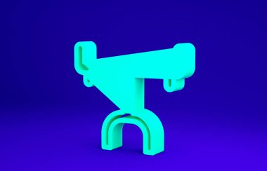 Mavi arkaplanda yeşil bisiklet gidon simgesi izole edildi. Minimalizm kavramı. 3d illüstrasyon 3B canlandırma