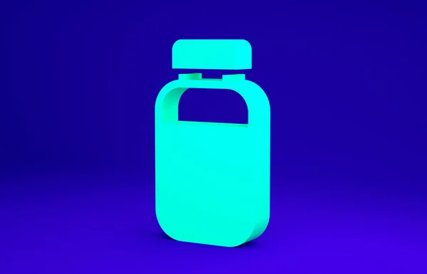 Icono de botella de tinta de impresora verde aislado sobre fondo azul. Concepto minimalista. 3D ilustración 3D render —  Fotos de Stock