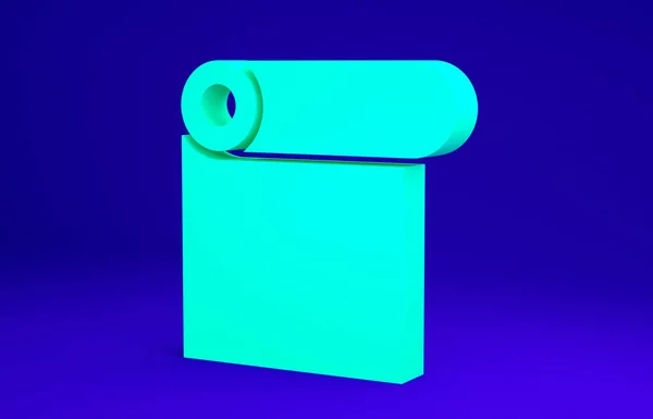 Rotolo verde di icona di carta isolato su sfondo blu. Concetto minimalista. Illustrazione 3d rendering 3D — Foto Stock