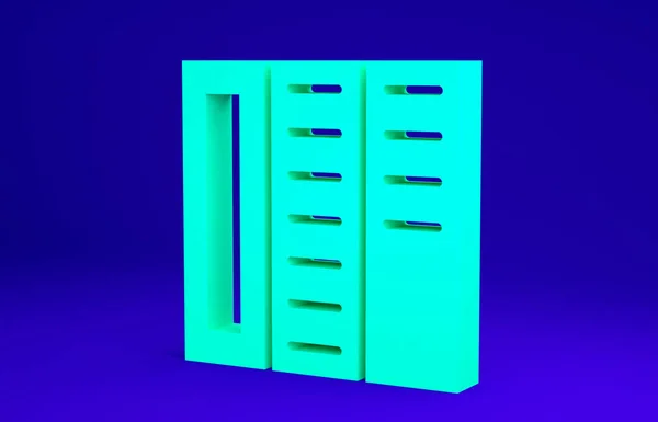 Vihreä esite malli layout kuvake eristetty sinisellä taustalla. Yritysvuosikertomus, esite, lehti, lentolehtinen. Minimalismin käsite. 3d kuva 3D renderöinti — kuvapankkivalokuva