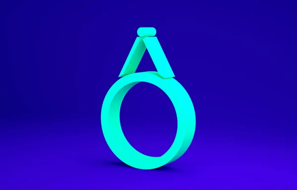 Ікона "Зеленого дзеркала" ізольована на синьому тлі. Концепція мінімалізму. 3D-рендеринг — стокове фото