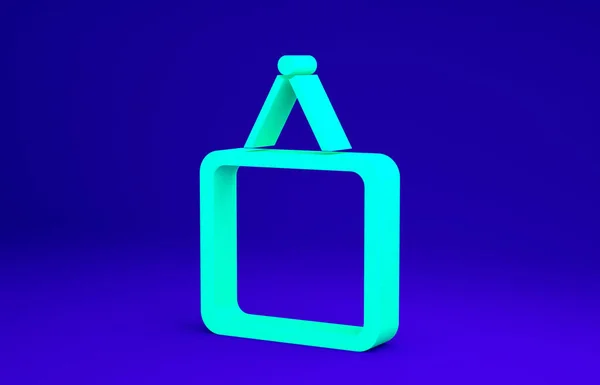 Icône Miroir vert isolé sur fond bleu. Concept de minimalisme. Illustration 3D rendu 3D — Photo