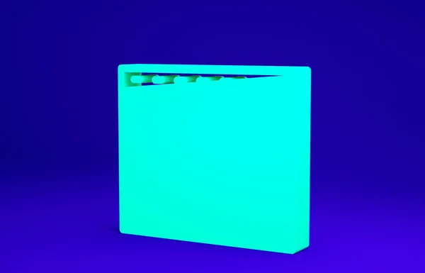 Vert en ligne jouer icône vidéo isolé sur fond bleu. Bande de film avec panneau de jeu. Concept de minimalisme. Illustration 3D rendu 3D — Photo