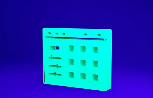 Πράσινο εικονίδιο μηχανής Drum απομονώνεται σε μπλε φόντο. Μουσικός εξοπλισμός. Μινιμαλιστική έννοια. 3d απεικόνιση 3D καθιστούν — Φωτογραφία Αρχείου