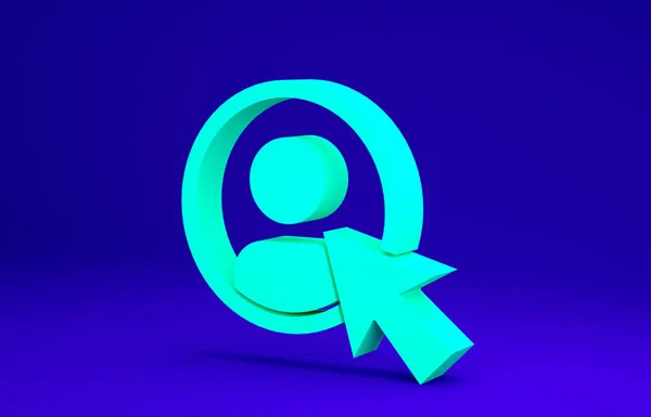 Green Create account screen icon isolated on blue background. Minimalism concept. 3d illustration 3D render