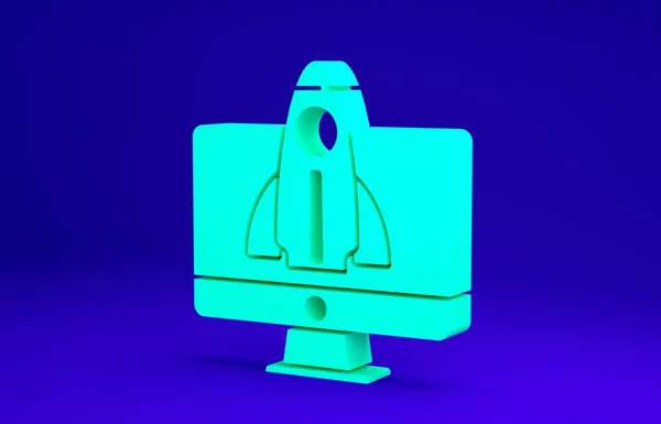 Green Business startup project concept εικονίδιο απομονωμένο σε μπλε φόντο. Σύμβολο νέων επιχειρήσεων, επιχειρηματικότητας, καινοτομίας και τεχνολογίας. Μινιμαλιστική έννοια. 3d απεικόνιση 3D καθιστούν — Φωτογραφία Αρχείου