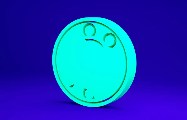 Ícone de rolamento de esferas de bicicleta verde isolado no fundo azul. Conceito de minimalismo. 3D ilustração 3D render — Fotografia de Stock