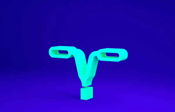 青の背景に隔離された緑の自転車ハンドルバーアイコン。最小限の概念。3Dイラスト3Dレンダリング — ストック写真