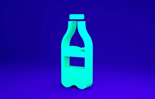 Grön Sport flaska med vatten ikon isolerad på blå bakgrund. Minimalistiskt koncept. 3D-återgivning för 3D — Stockfoto