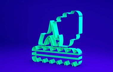 Yanan Yeşil Lastik ikonu mavi arka planda izole edildi. Minimalizm kavramı. 3d illüstrasyon 3B canlandırma