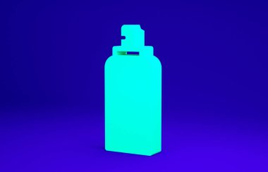 Mavi arka planda yeşil boya spreyi ikonu izole edildi. Minimalizm kavramı. 3d illüstrasyon 3B canlandırma