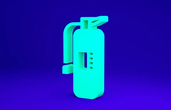 Ícone de extintor de incêndio verde isolado no fundo azul. Conceito de minimalismo. 3D ilustração 3D render — Fotografia de Stock