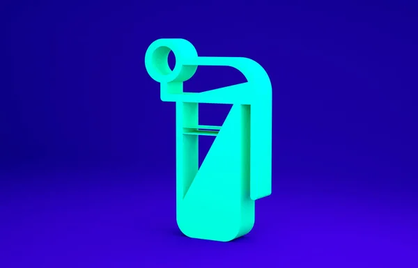 Icono de granada de mano verde aislado sobre fondo azul. Explosión de bombas. Concepto minimalista. 3D ilustración 3D render —  Fotos de Stock