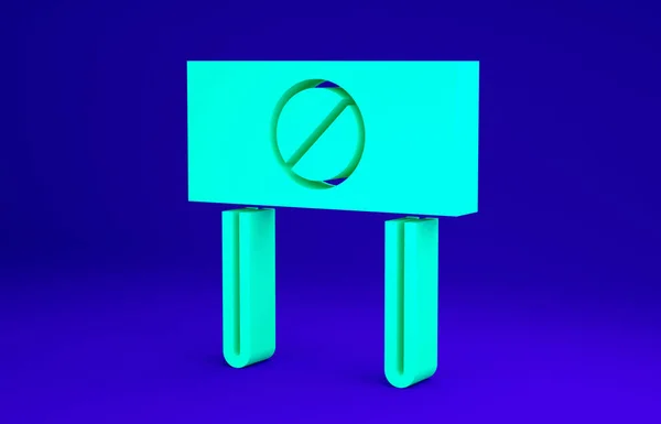 Groen Protest icoon geïsoleerd op blauwe achtergrond. Bijeenkomst, demonstrant, staking, toespraak, spandoek, protestbord, petitie, leider, folder. Minimalisme concept. 3d illustratie 3D renderen — Stockfoto