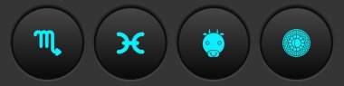 Akrep burcunu, Balık burcunu, Ox ve Astroloji burç çemberi ikonunu ayarla. Vektör.