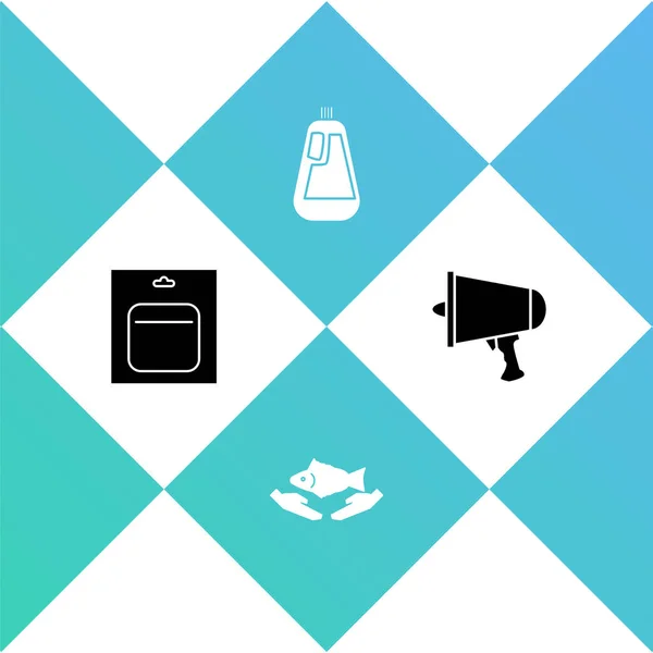 Σετ Μπαταρία Συσκευασία Φροντίδα Ψαριού Μπουκάλι Για Πλυντήριο Πιάτων Και — Διανυσματικό Αρχείο