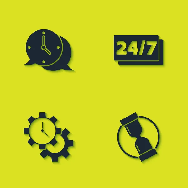 Set Klok Spraakbel Oude Zandloper Time Management Uur Pictogram Vector — Stockvector