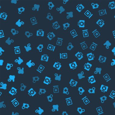 Diş kartı, ilk yardım çantası, klinik konumu ve kusursuz desen üzerine diş beyazlatma konseptini ayarla. Vektör.