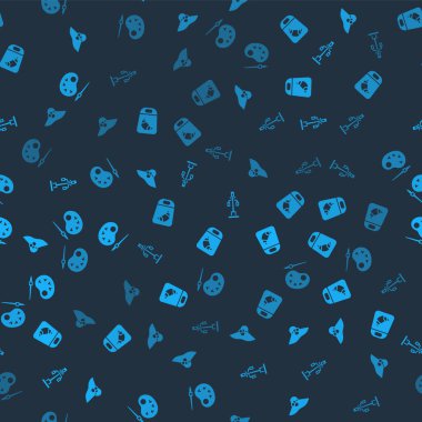 Zarif kadın şapkası, kruvasan paketi, sokak lambası ve pürüzsüz desenli paletli boya fırçası. Vektör.