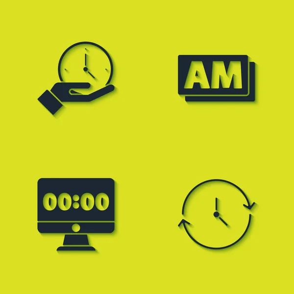 Establecer Reloj Monitor Icono Vector — Vector de stock