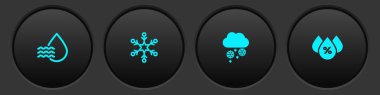 Su damlası yüzdesini, Kar Tanesi 'ni, Kar ve ikonlu Bulut' u ayarla. Vektör.