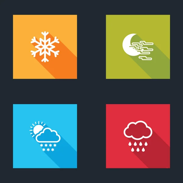 Set Snowflake Fog Moon Cloud Snow Sun Rain Icon Vector — Stock Vector