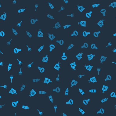 Traş jeli köpüğü, fırça, sakal bıyığı yağ şişesi ve saç fırçasını pürüzsüz desene göre ayarla. Vektör.