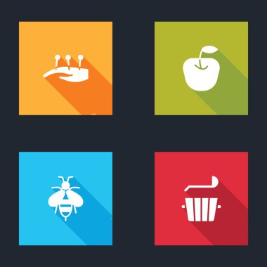 Akupunktur terapisi, Apple, Bee ve Sauna kovası ve kepçe ikonu. Vektör.