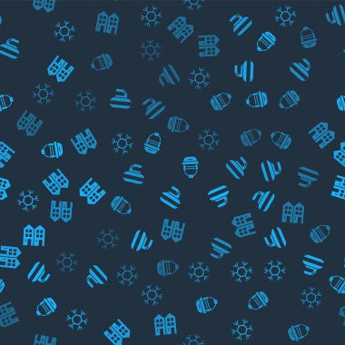 Snowflake, Stone for curling, Hokey kaskı ve House 'u kusursuz kalıba sokun. Vektör.