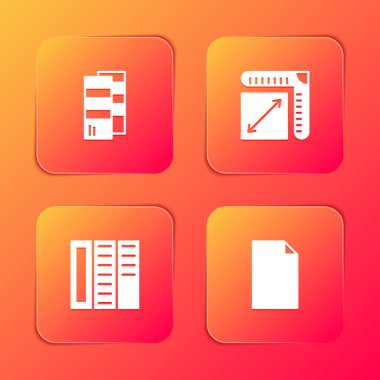 Pantone, Kağıt boyutu, Broşür ve Boş belge simgesini ayarla. Vektör.