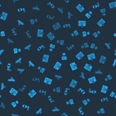 Hava kornası, dilekçe, polis memuru, araba ve teşhirci ayarlayın. Vektör.