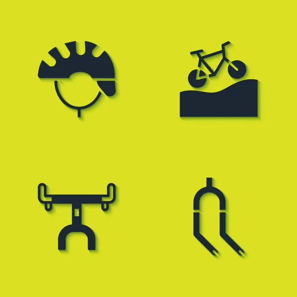 Набор Велосипедного Шлема Вилки Руля Значок Горного Велосипеда Вектор — стоковый вектор