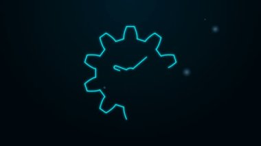 Parlayan neon hattı Zaman Yönetimi simgesi siyah arkaplanda izole edildi. Saat ve vites tabelası. 4K Video hareketli grafik canlandırması