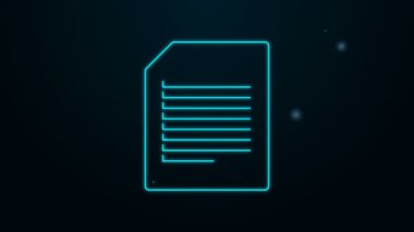 Parlayan neon hattı Belge simgesi siyah arkaplanda izole edildi. Dosya simgesi. Kontrol listesi simgesi. İş konsepti. 4K Video hareketli grafik canlandırması