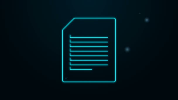 Línea de neón brillante Icono del documento aislado sobre fondo negro. Icono archivo. Icono de lista de verificación. Concepto de negocio. Animación gráfica de vídeo 4K — Vídeos de Stock
