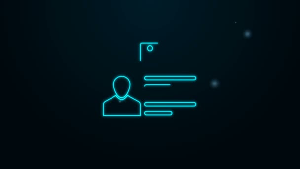Glödande neon line Identifikationsmärke ikon isolerad på svart bakgrund. Den kan användas för presentation, företagets identitet, reklam. 4K Video motion grafisk animation — Stockvideo