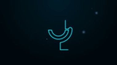 Parlayan neon hattı mikrofon simgesi siyah arkaplanda izole edildi. Radyodaki mikrofondan. Sözcü işareti. 4K Video hareketli grafik canlandırması