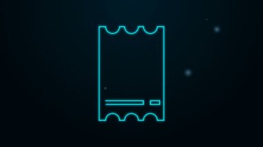 Parlayan neon hattı kağıt kontrolü ve finansal kontrol simgesi siyah arka planda izole edildi. Kağıt baskı çeki, makbuz ya da fatura. 4K Video hareketli grafik canlandırması