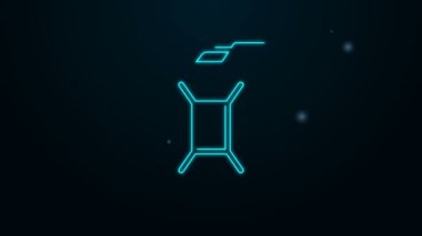 Siyah arka planda izole edilmiş benzin ikonu için parlayan neon hattı kutusu. Dizel gaz ikonu. 4K Video hareketli grafik canlandırması