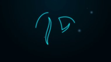 Parlayan neon hattı kahve çekirdeği ikonu siyah arka planda izole edildi. 4K Video hareketli grafik canlandırması