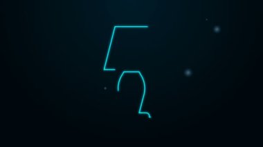 Parlayan neon çizgisi masa lambası simgesi siyah arkaplanda izole edildi. 4K Video hareketli grafik canlandırması