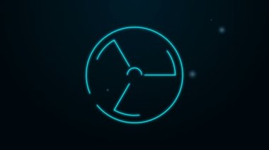 Parlayan neon hattı Radyoaktif simge siyah arkaplanda izole edildi. Radyoaktif zehirli sembol. Radyasyon tehlikesi işareti. 4K Video hareketli grafik canlandırması