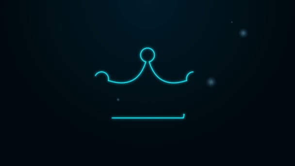 Glowing neon line Crown icon isolated on black background. 4K Video motion graphic animation — Stock Video