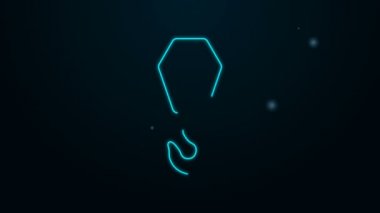 Parlayan neon hattı sanayi kancası simgesi siyah arkaplanda izole edildi. Turna kancası ikonu. 4K Video hareketli grafik canlandırması