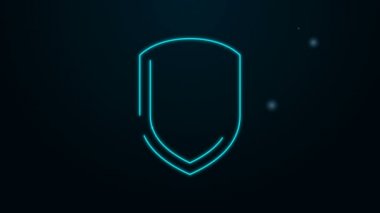 Parlayan neon çizgi simgesi siyah arkaplanda izole edildi. Gardiyan. 4K Video hareketli grafik canlandırması