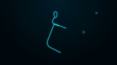 Parlayan neon hattı Noel çorabı ikonu siyah arka planda izole edilmiş. 4K Video hareketli grafik canlandırması