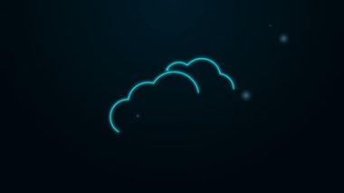 Parlayan neon çizgisi, siyah arkaplanda izole edilmiş Bulut simgesi. 4K Video hareketli grafik canlandırması