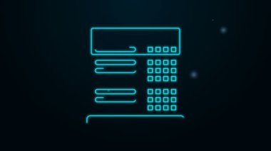 Parlayan neon hattı Sunucu, Data, Web sunucu simgesi siyah arkaplanda izole edildi. 4K Video hareketli grafik canlandırması